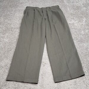 Slates Basics Mens Pleated Dress Pants Olive Green Cuffed W38 L30 38x30 8258